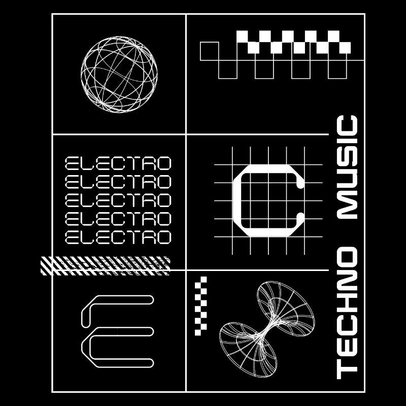 Affiche géométrique Elecotro Tech Grid Retro