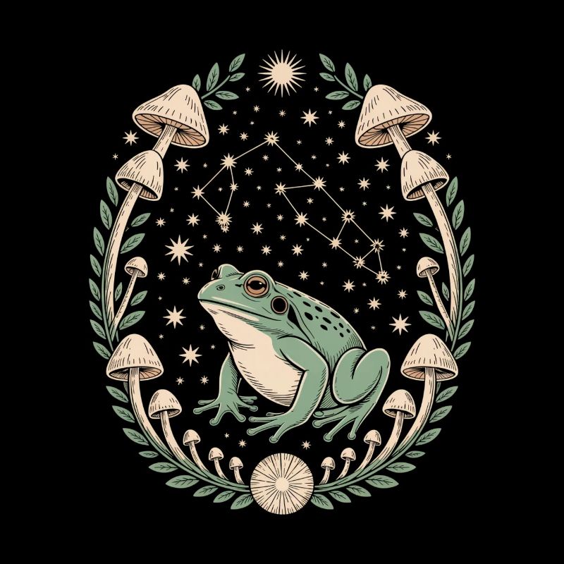 Frosch Astrologie und Pilzmuster Magie