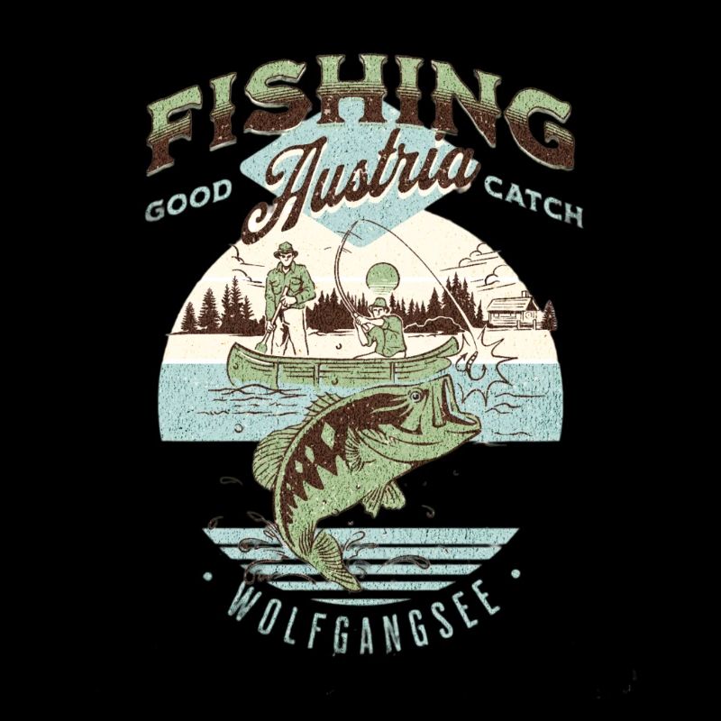 Fishing Wolfgangsee Retro Design