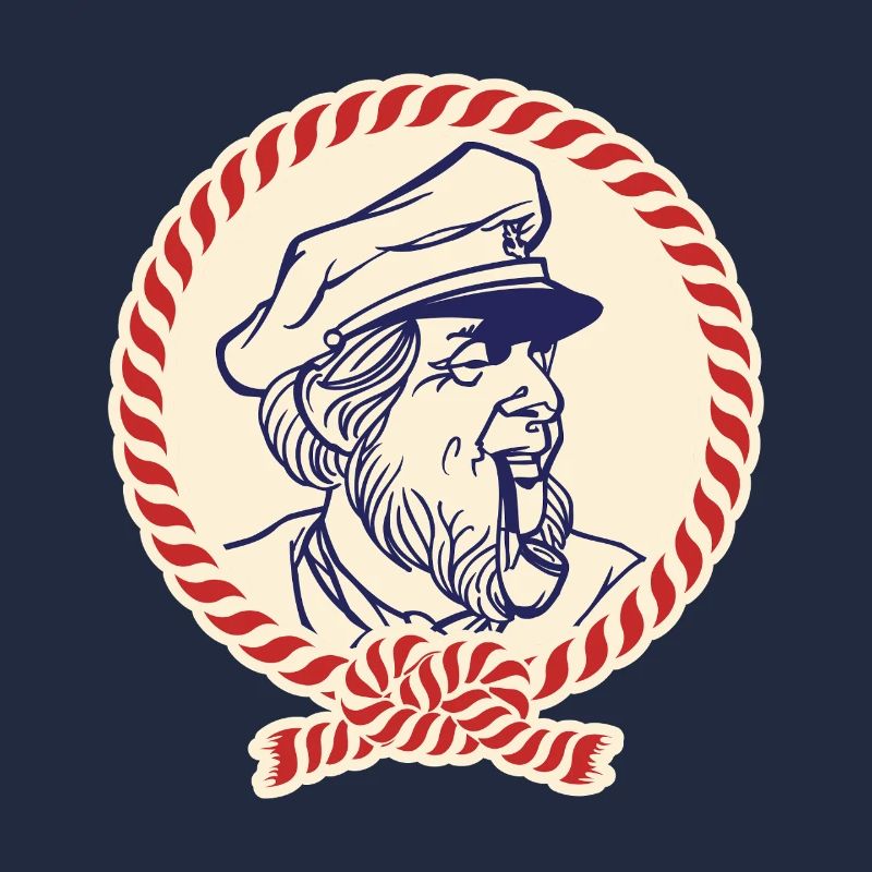 Nautic Design Captain Sailor Portrait Rope Border