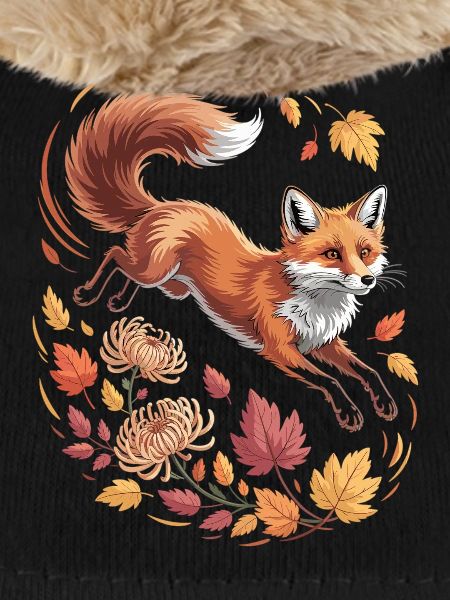 Fuchs mit Herbstblättern