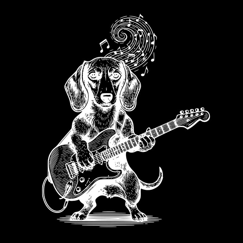 Teckel guitare jouant chien