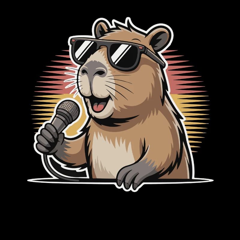 Sänger Capybara mit Sonnenbrille