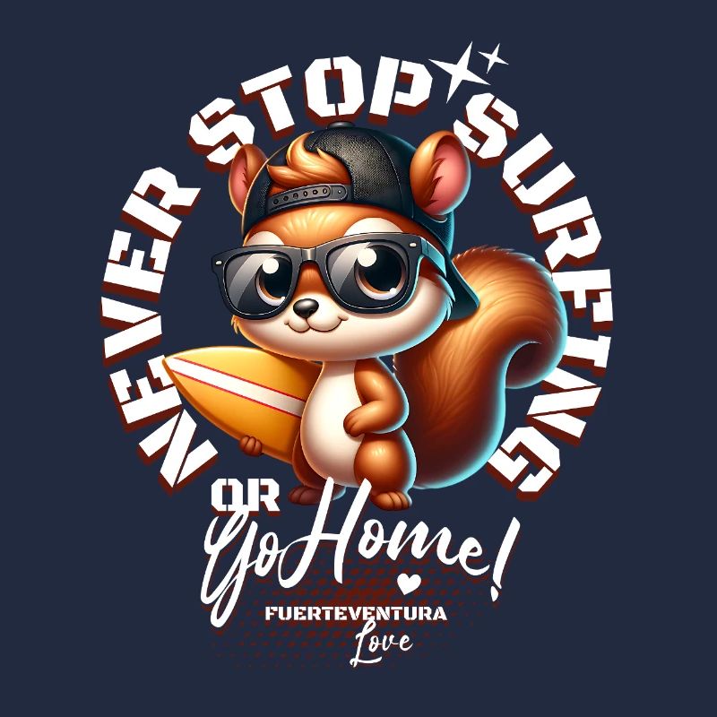 Écureuil surfeur avec planche de surf