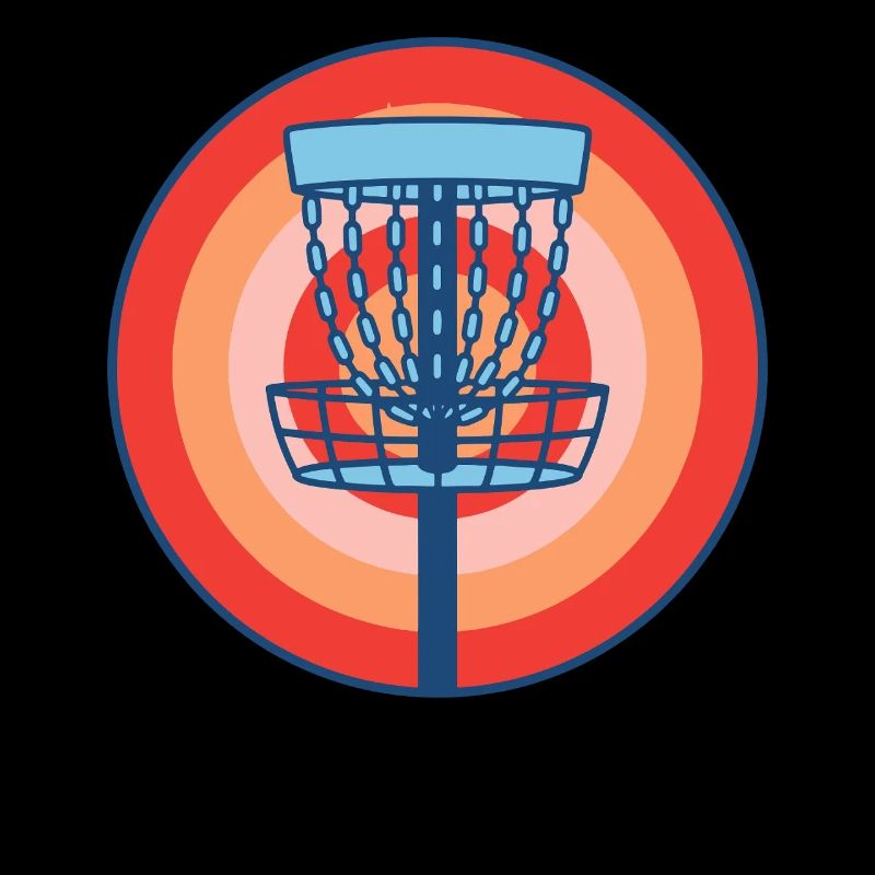 Disc Golf Basket Scène rétro du disc golf volant