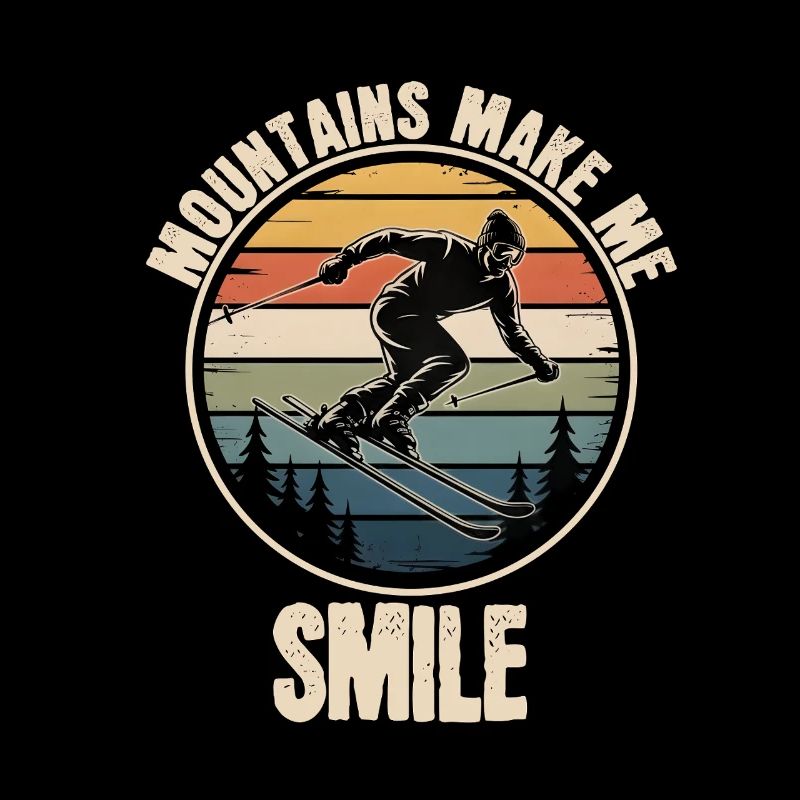 Mountains Make Me Smile Retro Skiing
