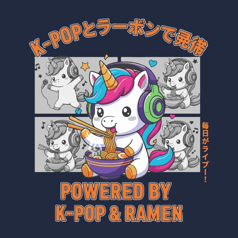Propulsé par K-Pop et Ramen Anime Kpop adorable Licorne