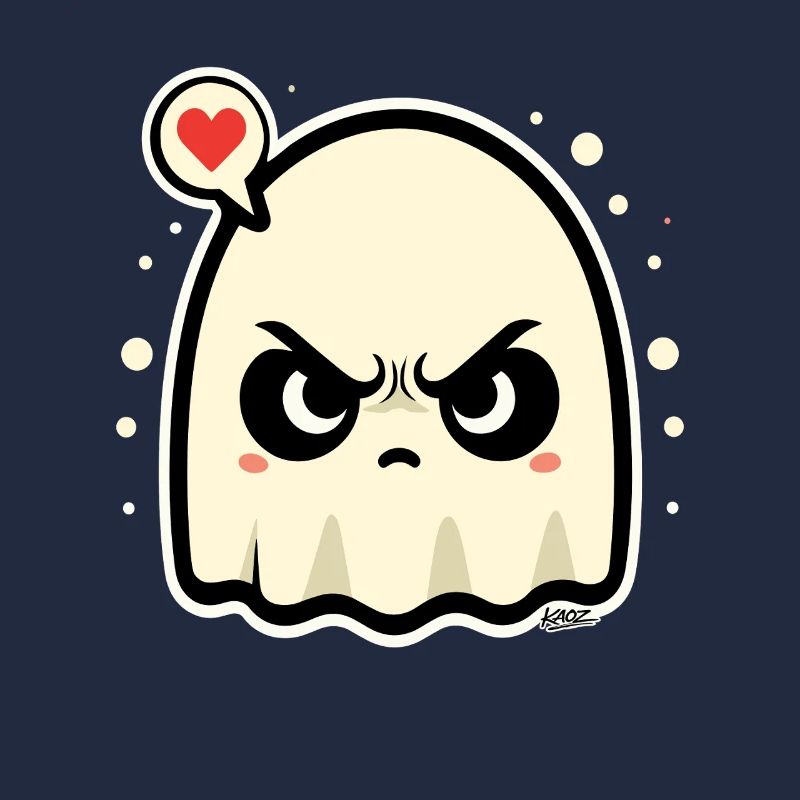 Angry Ghost with Heart Speech Bubble