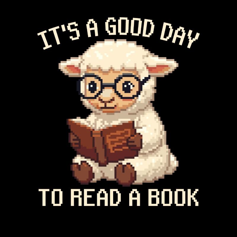 Es ist ein guter Tag, um ein Buch zu lesen, Schaf-Pixelkunst
