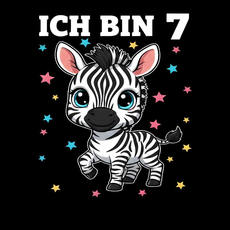 Ich bin 7 - Süßes Zebra zum 7. Geburtstag