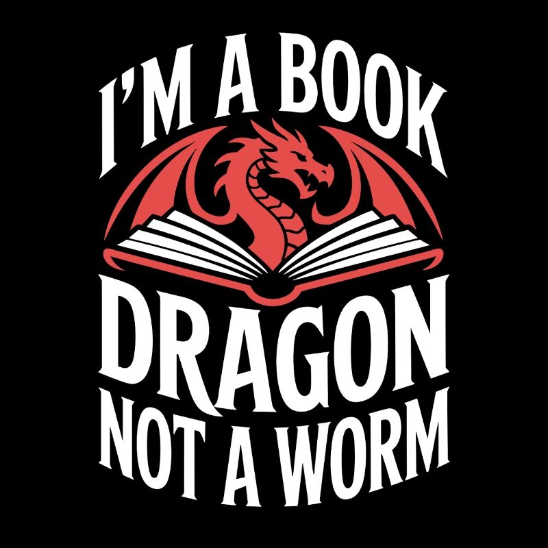 Drachen Buchwurm Geschenk Bücher Lesen Fantasy