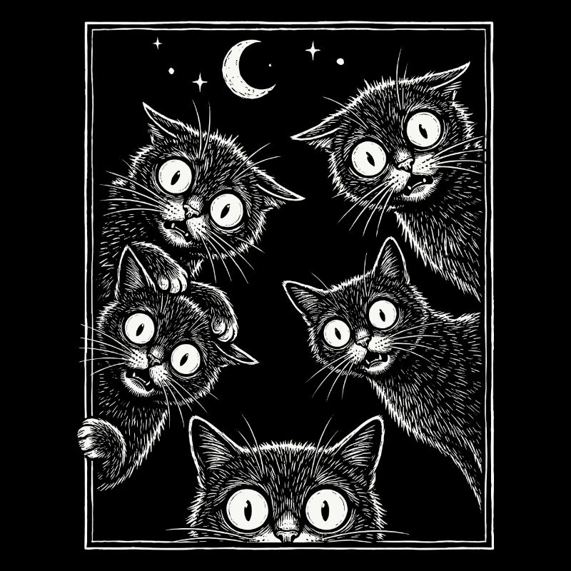 Spooky Staring Black Cats