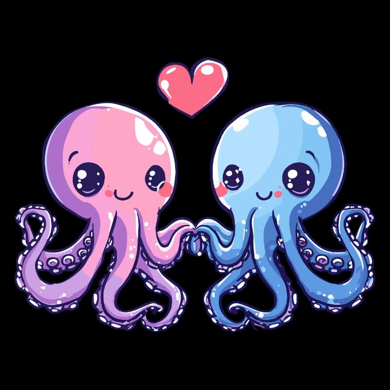 Couple de pieuvres Amour Saint Valentin