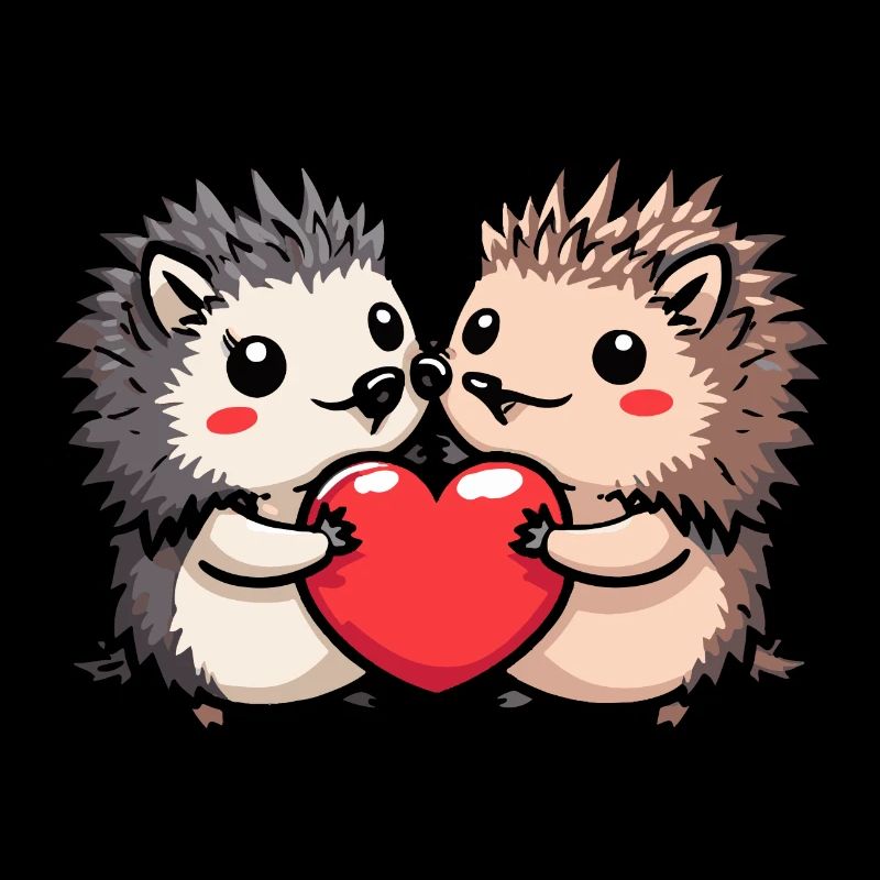 Couple de hérissons amour la Saint-Valentin