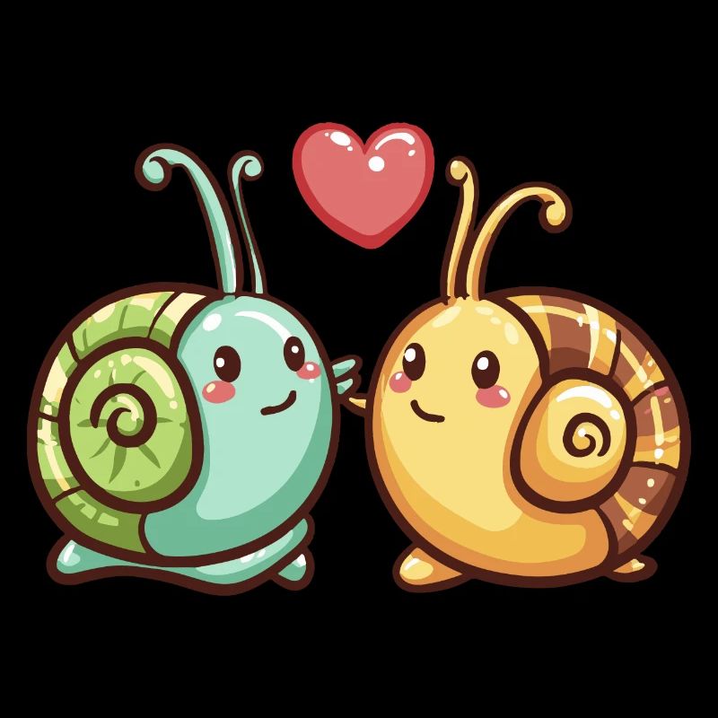 Escargot Couple Amour Saint-Valentin