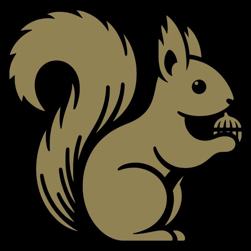 Minimalist Squirrel Silhouette with Nut