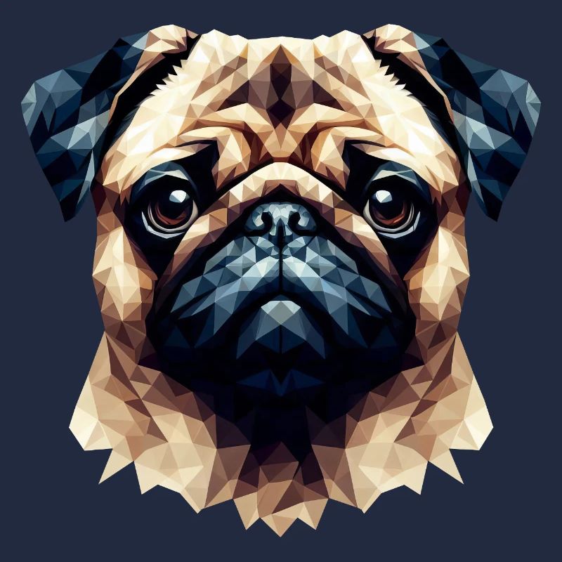 Mops Hund Polygon Portrait Kunst Stil