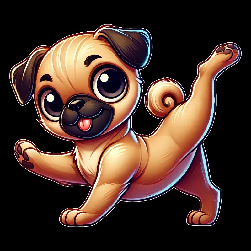 Süßer Mops Handstand Breakdance Salto Cartoon