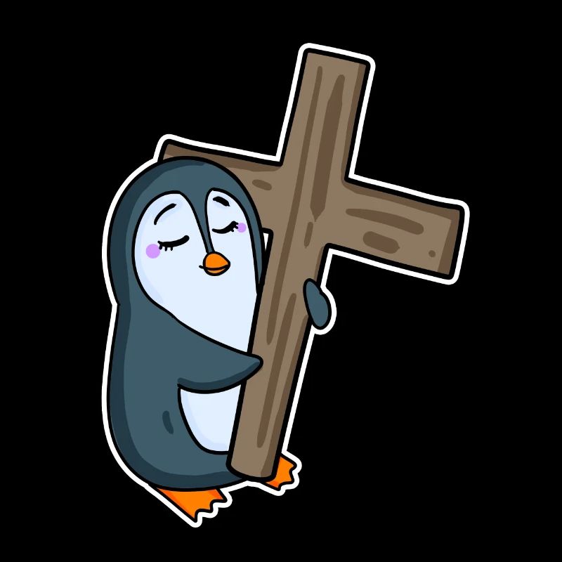 Pinguin und Kreuz Religion