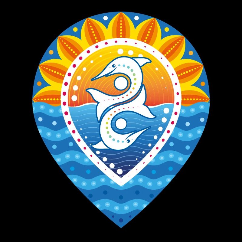 Pinpoint sunset sun waves dolphins