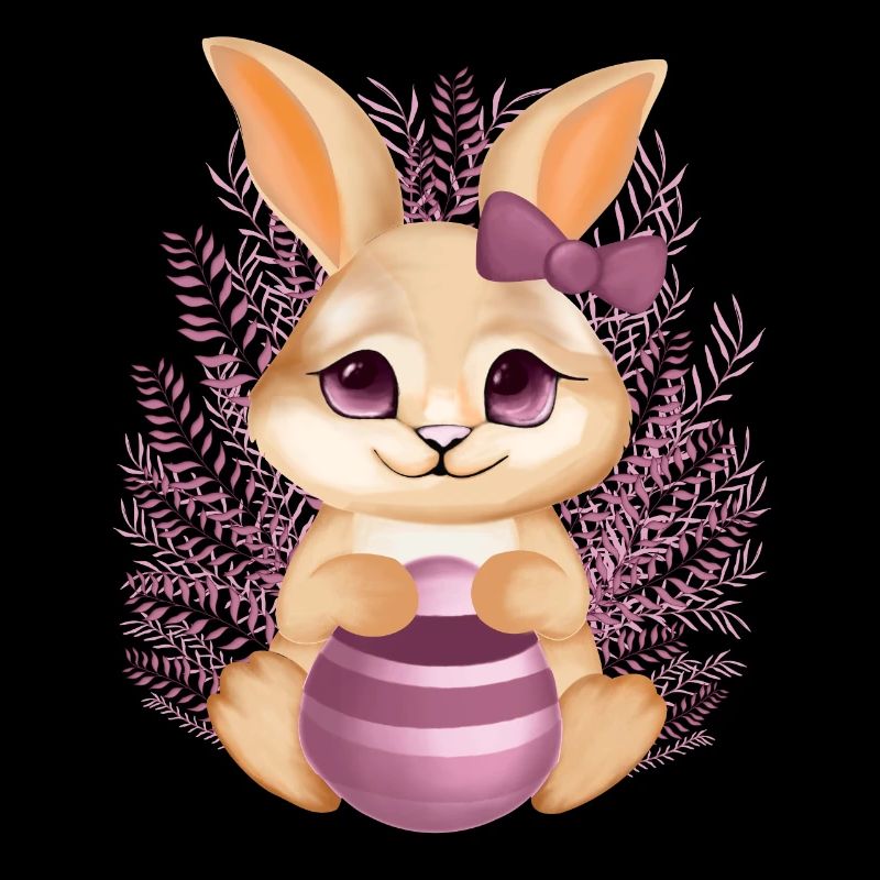 Un lapin mignon avec des fleurs – Illustration calme