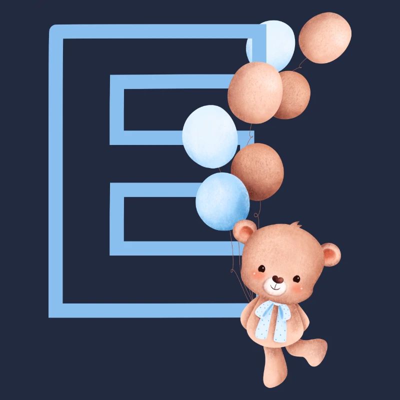 Lettre e bleue ours