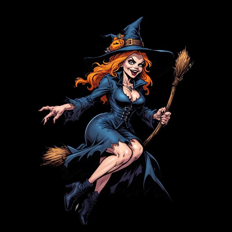 Sorcière d’Halloween avec illustration de citrouille