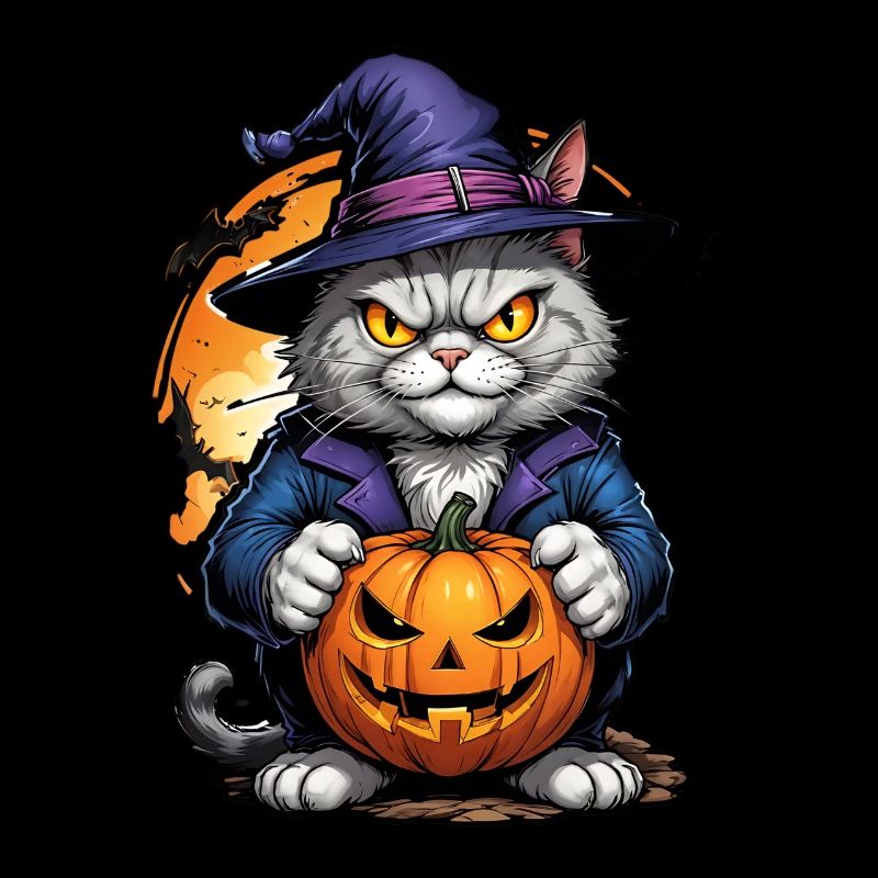 Chat d’Halloween avec citrouille