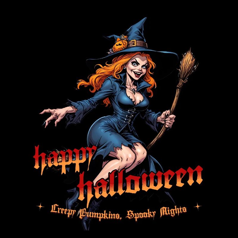 Sorcière d’Halloween avec illustration de citrouille