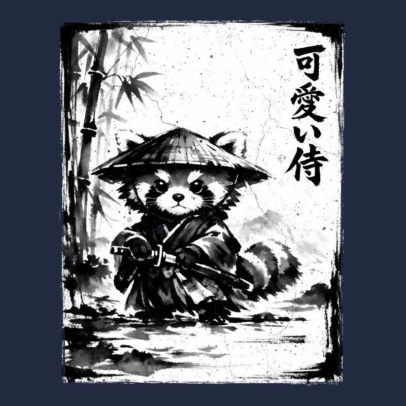 Dessin à l’encre de samouraï Red Panda Sumi-e