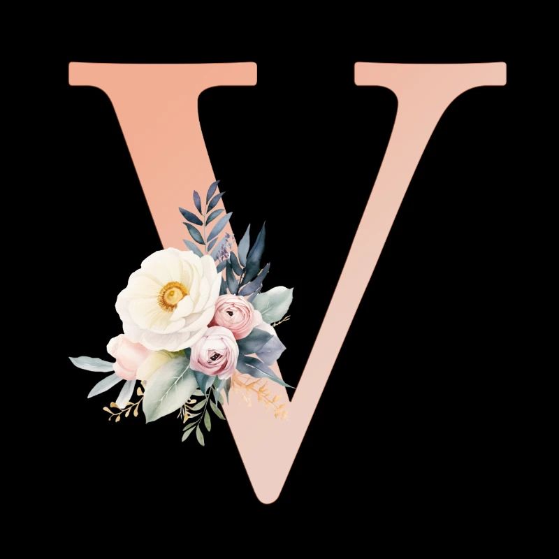 V Monogram, Floral, Boho