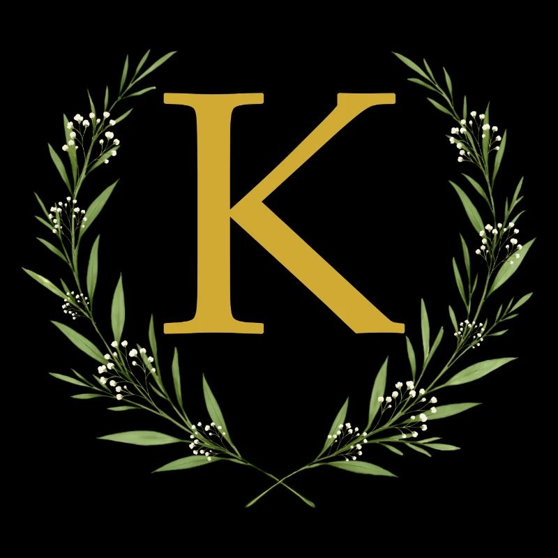 K Monogram, Couronne d’eucalyptus, Personnalisable