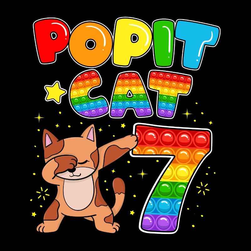 Pop it Cat Happy 7th Cat Birthday Seven