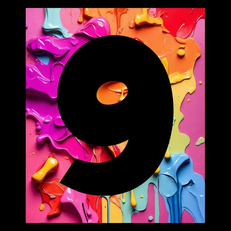 NR. 9 NUMMER 9 BUNT 9. GEBURTSTAG