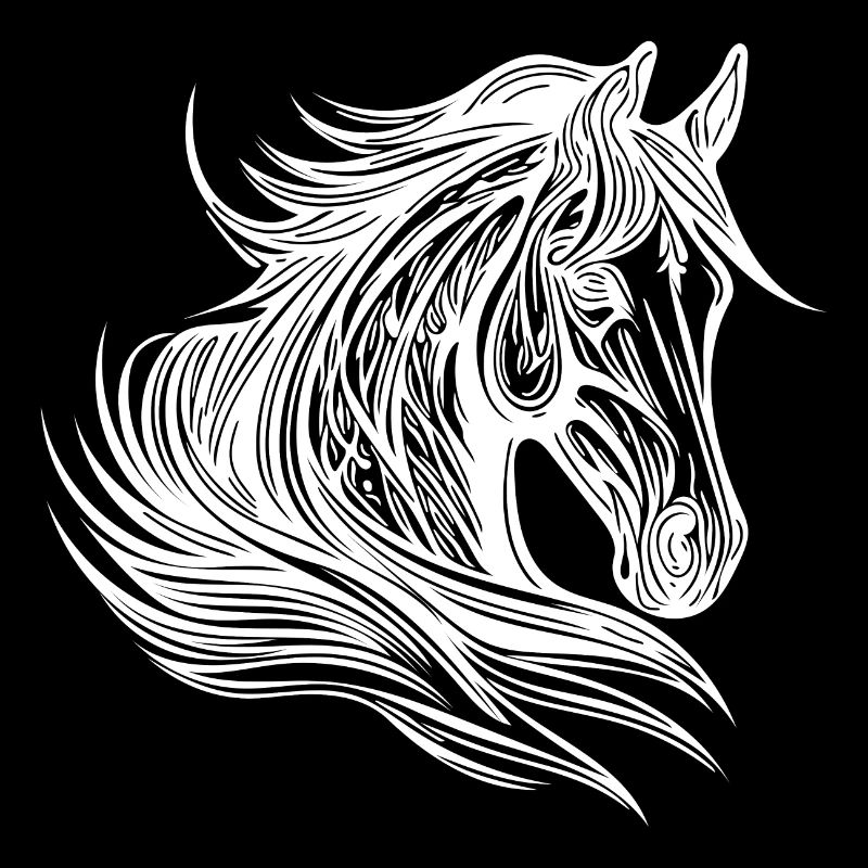 Proud stallion portrait with mane in the wind horses