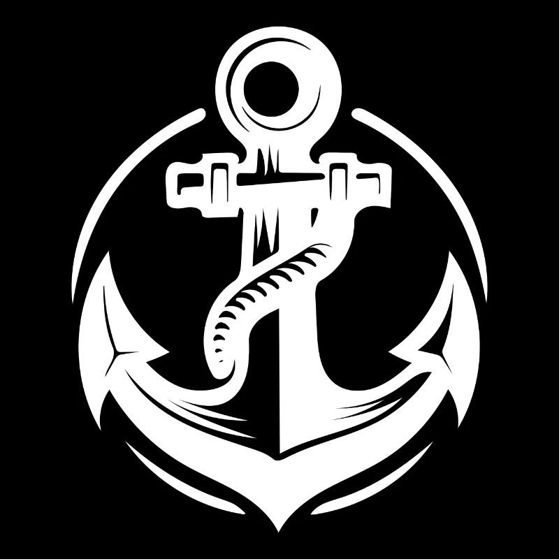 Old wet anchor with thick rope