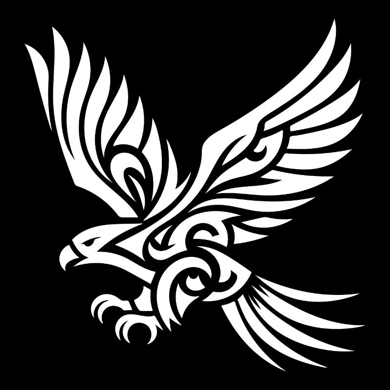 Elegant Tribal Eagle on Tattoo Wings