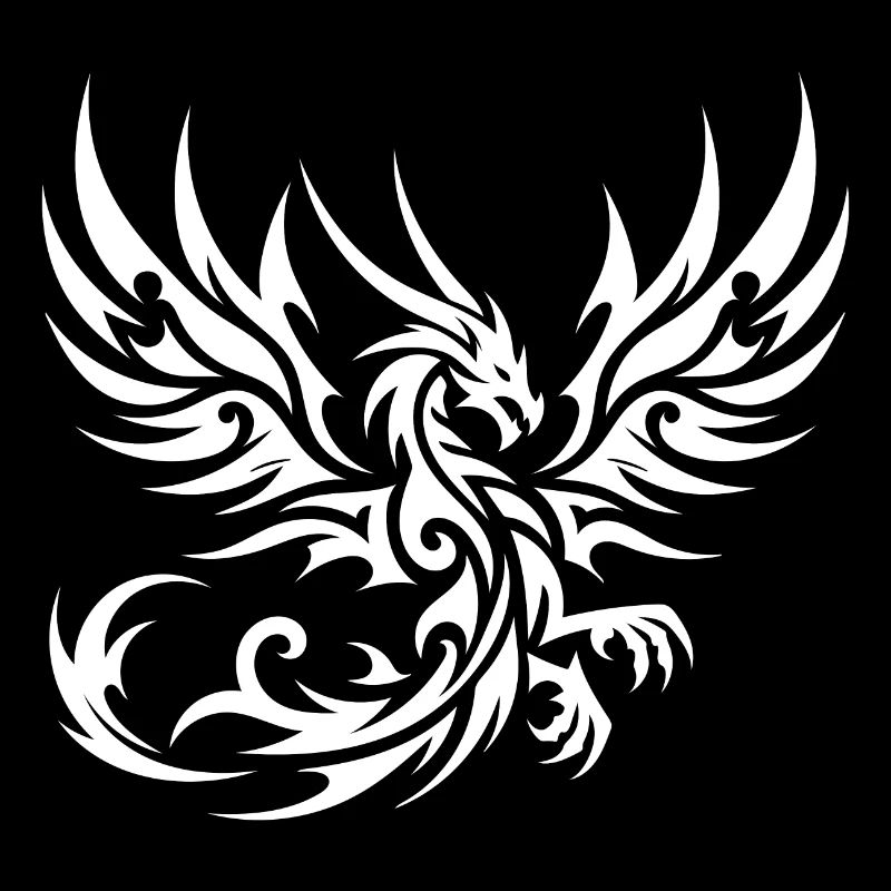 Dragon tribal de tatouage sauvage avec des ailes