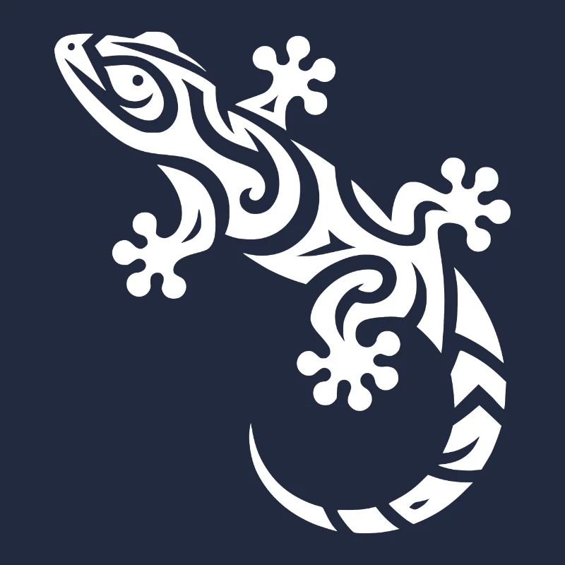 Mignon petit gecko dans le style de tatouage tribal