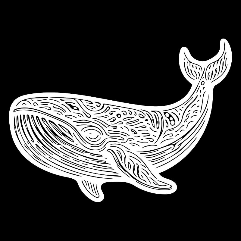 Grande baleine nageant Vintage créature de mer