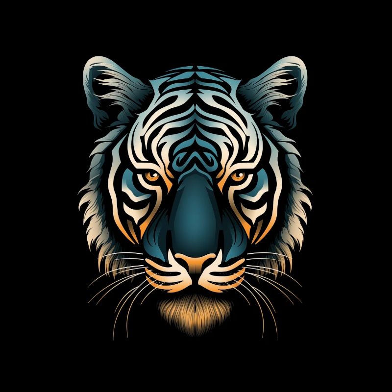 Captivant Op Art Tiger en bleu et ocre