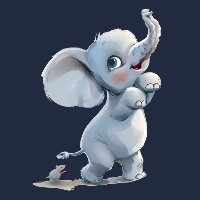 Petit éléphant drôle avec souris