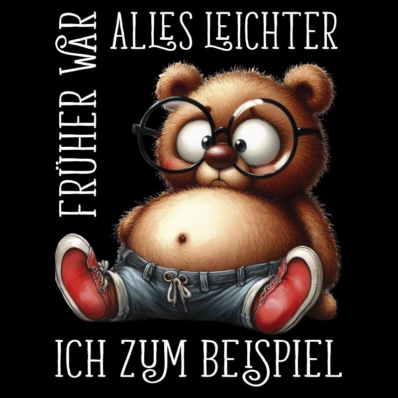dicke Teddybär mit Jeans Sneaker lustige Sprüche