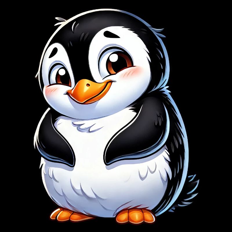 Cute shy cartoon penguin
