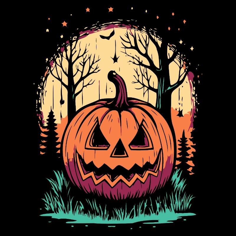 Halloween pumpkin in the forest