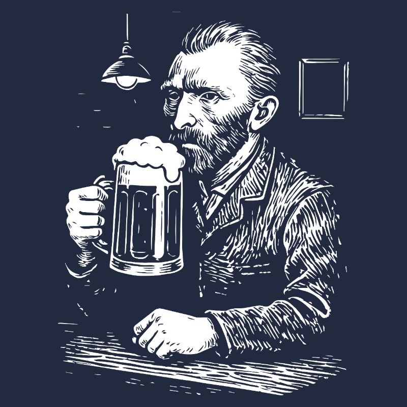 Vintage Van Gogh trinkt Bier in einer Kneipe
