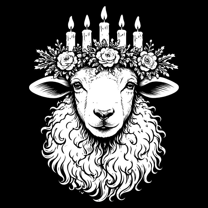 Imbolc Sheep with Candle Crown Light Crown