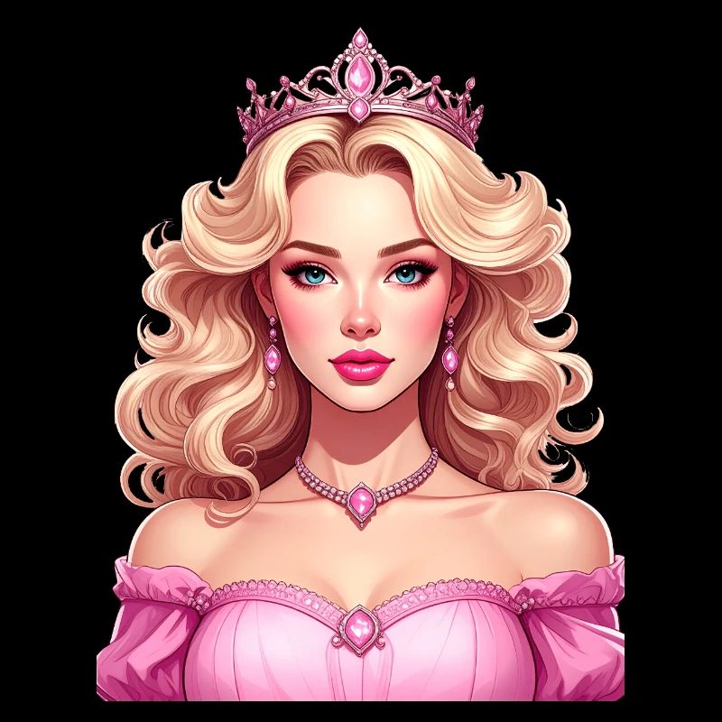 Princesse aux cheveux blonds et robe rose