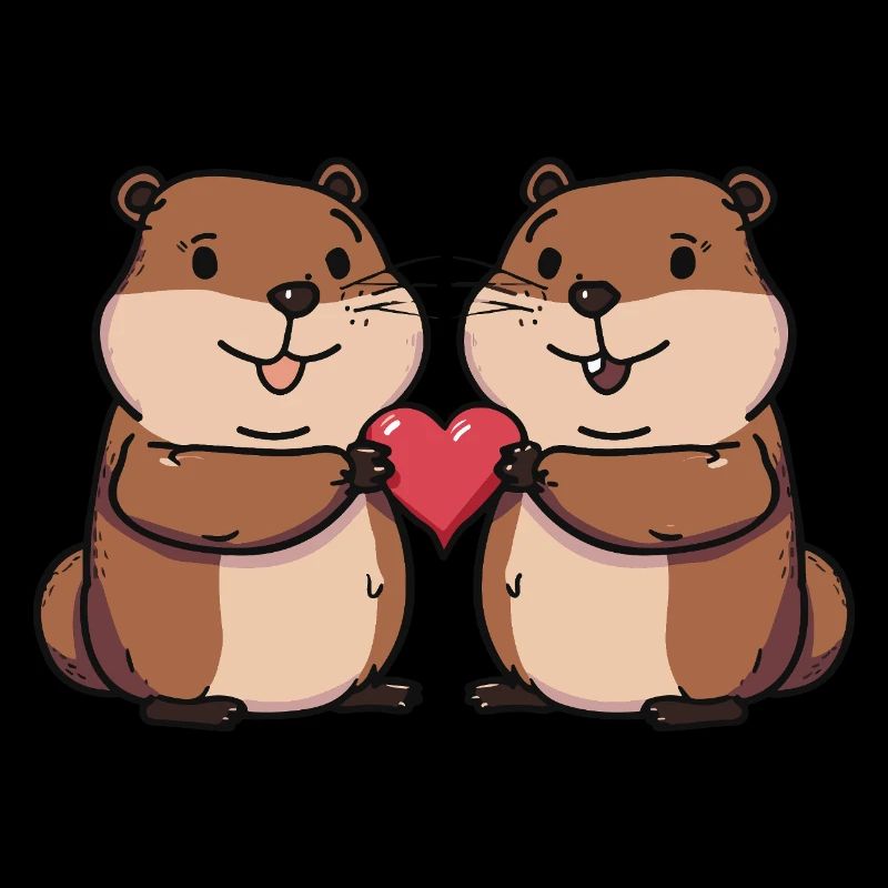 Couple de castors Saint-Valentin