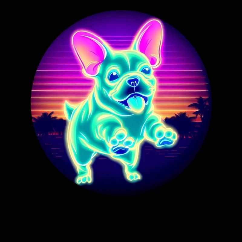 Bouledogue Français néon coucher de soleil